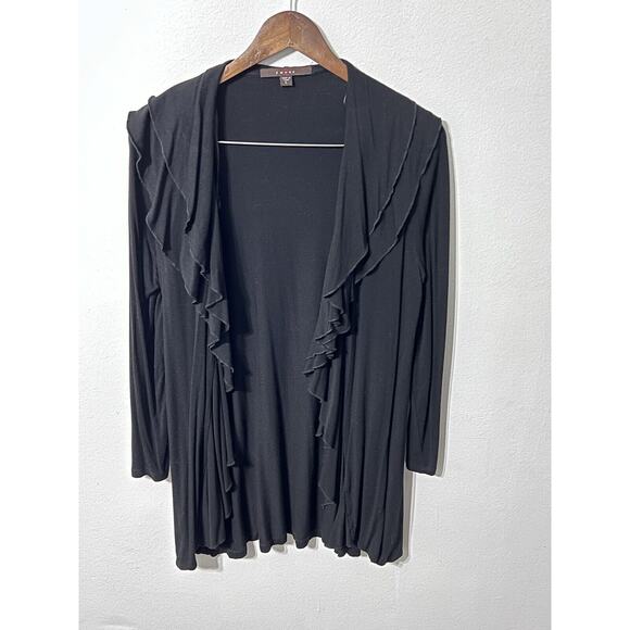 Y2K Black Goth Fairy Ruffle frilly Cardigan Large Whimsigoth Fairygrunge Soft - Picture 4 of 14